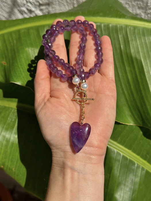 Amethyst Necklace with Heart Pendant