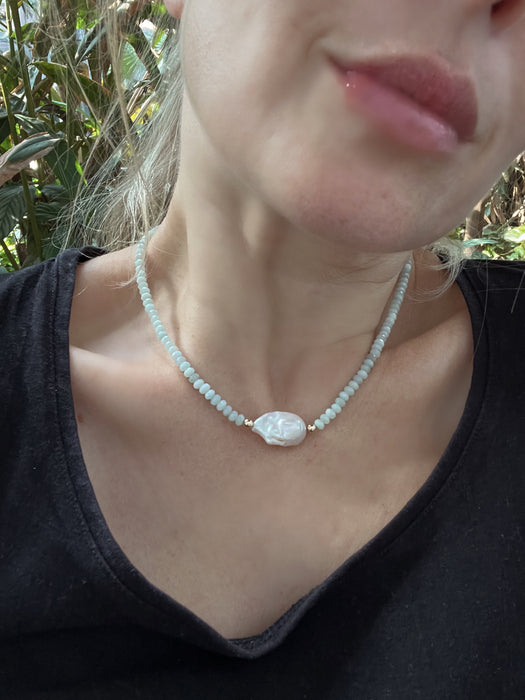 Jade and Baroque Pearl Necklace