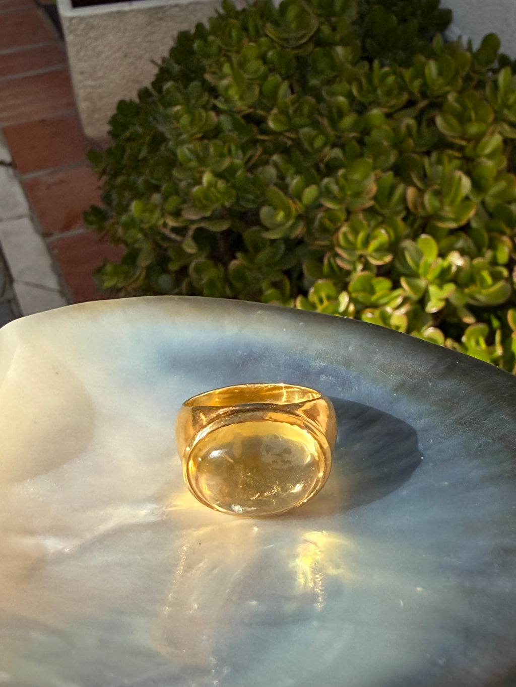 Citrine Cabochon Ring — Gold-Plated Sterling Silver