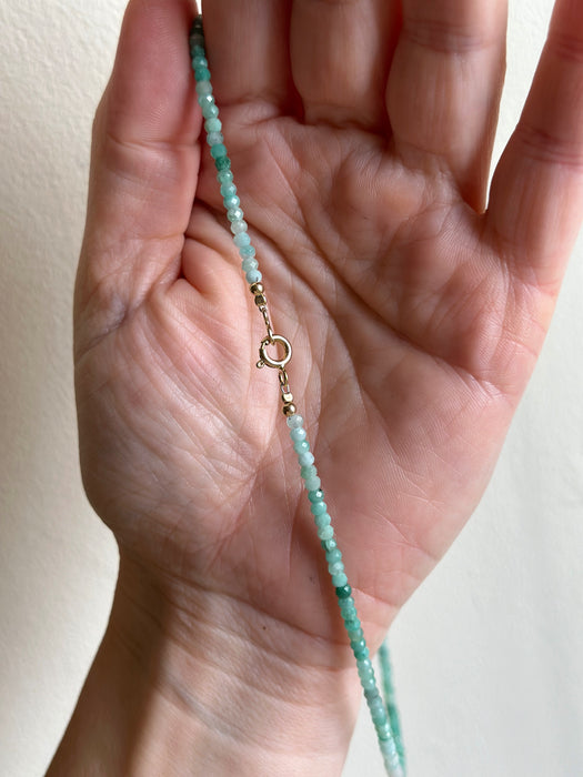 Dainty Shaded Emerald And Solid Gold Necklace