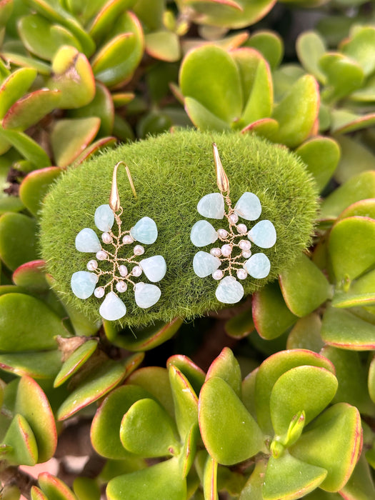 Amazonite And Pearl Branch Earrings