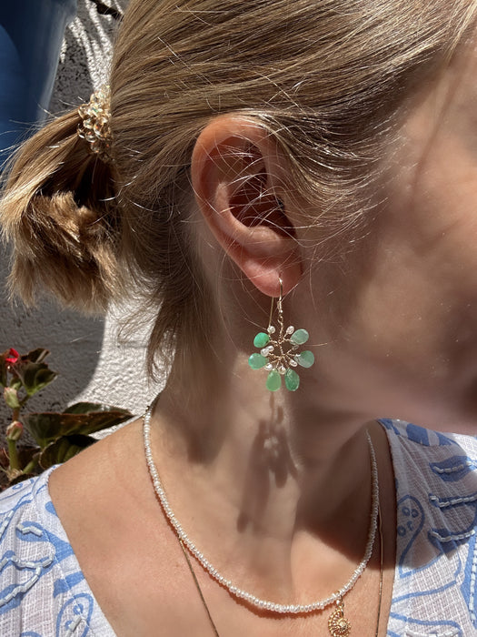 Chrysoprase and Pearl Branch Earrings