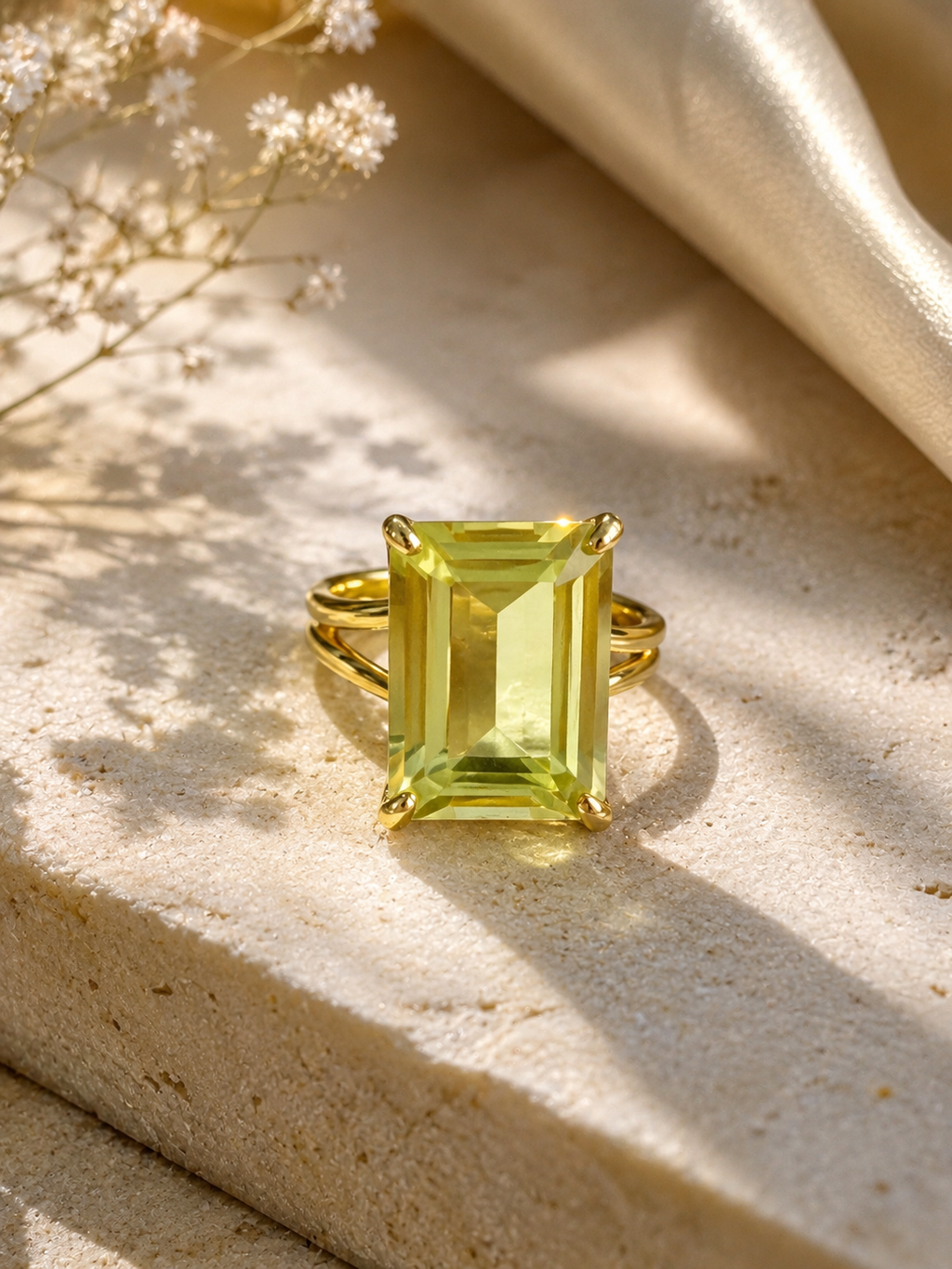 Lemon Quartz Statement Ring “Soleil”