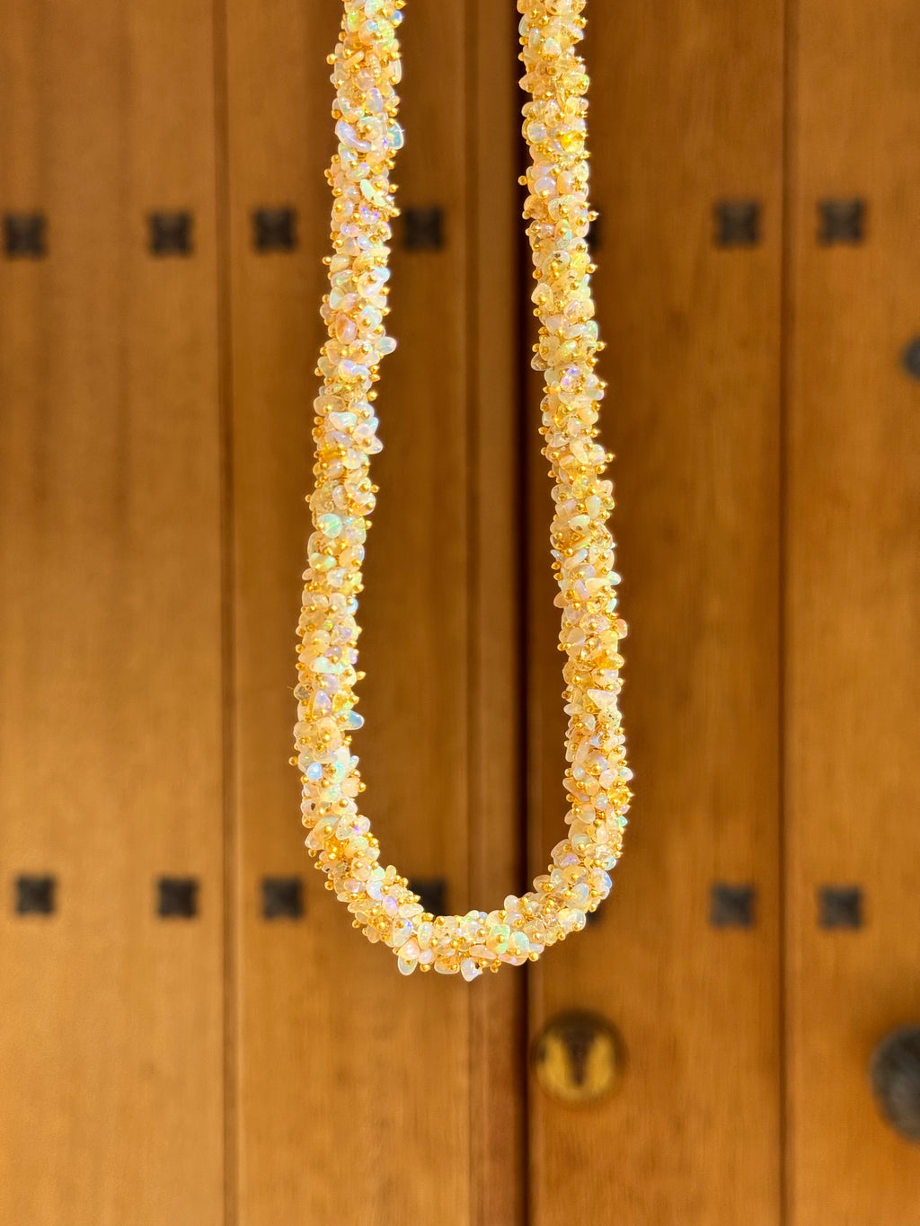 Ethiopian Opal Cluster Necklace — Gold-Plated Silver