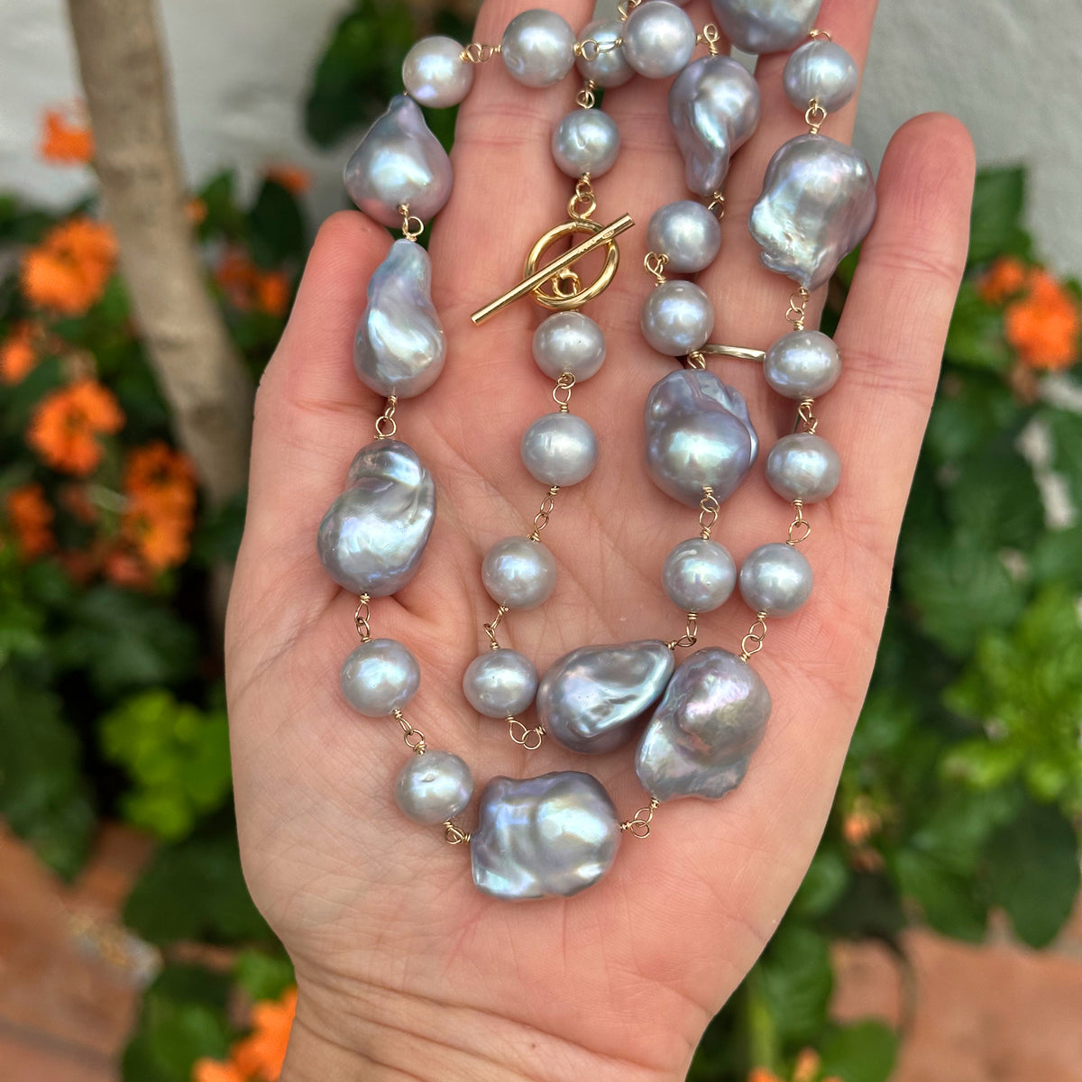 Huge 20mm South Sea Gray Baroque Shell Pearl Necklace, 18-36 Inch, Fashion Teardrop Pendant - View #2