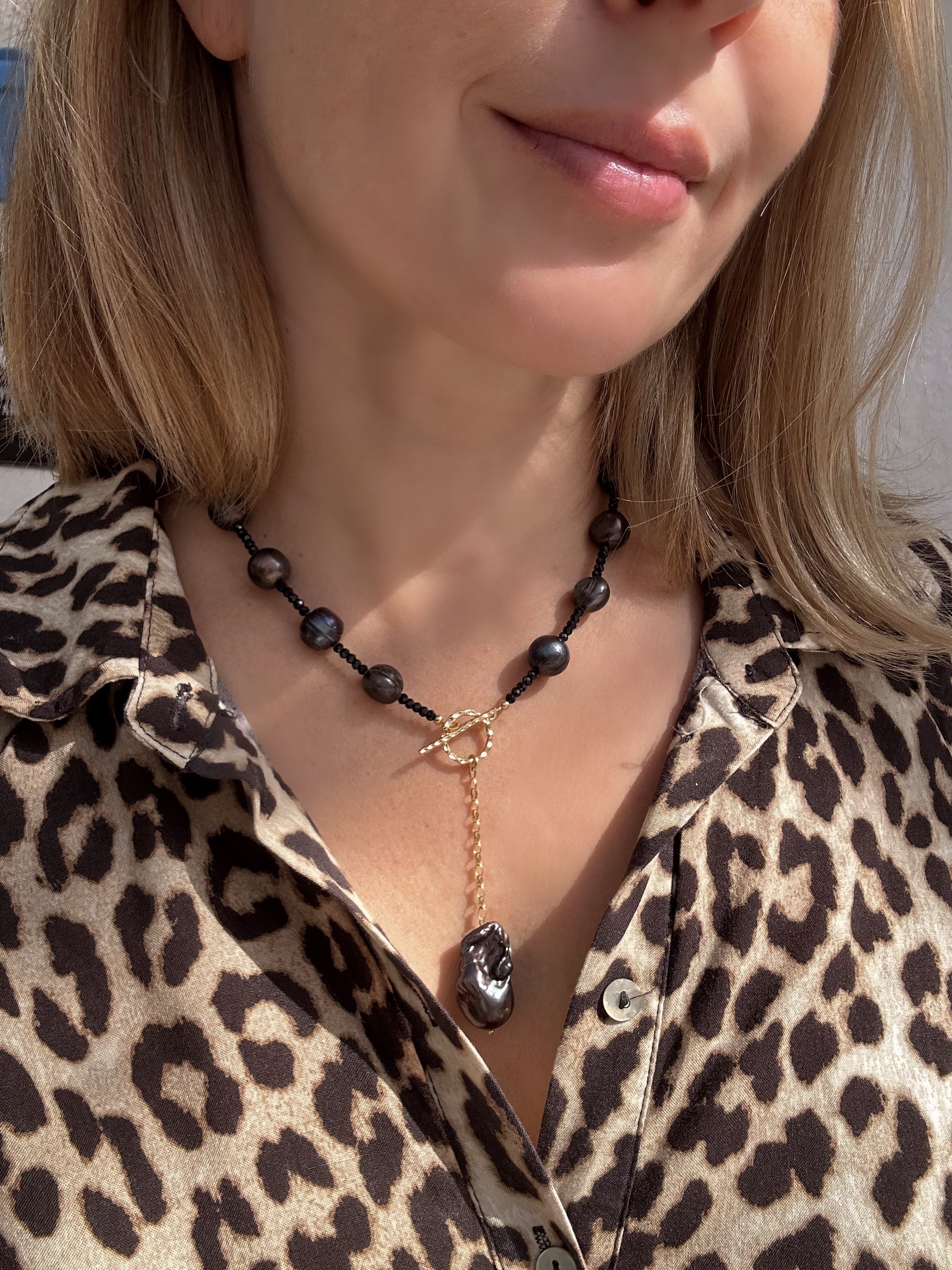 Black Spinel And Pearl Necklace