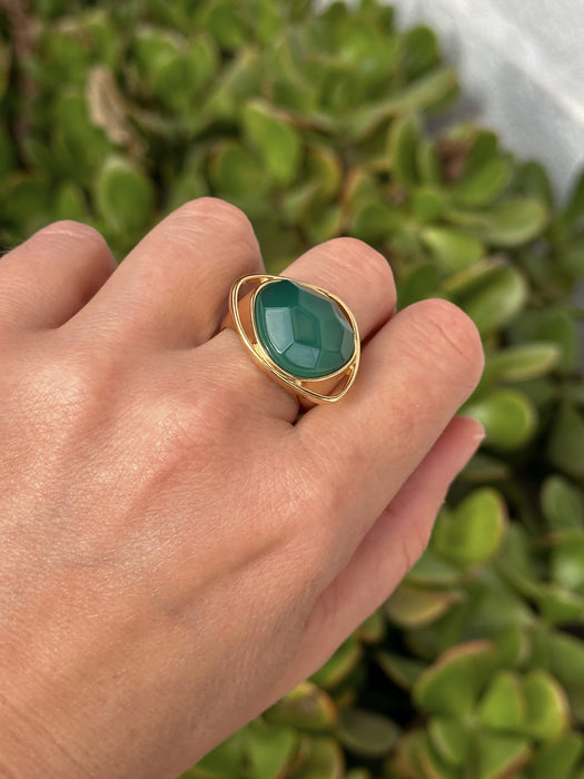 Green Agate Statement Ring