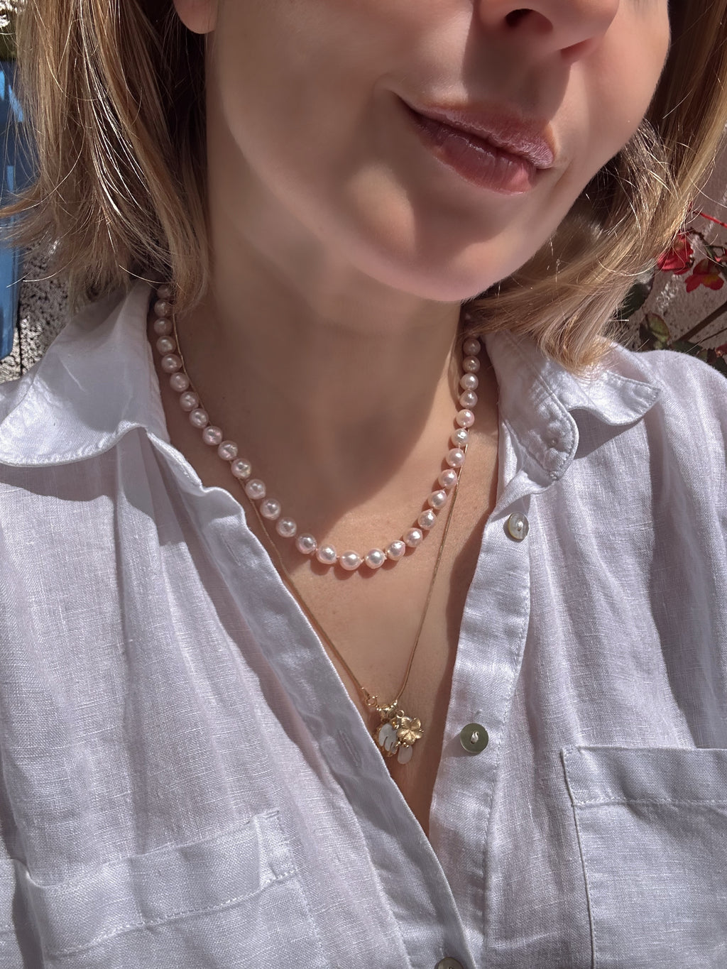 Pink Baroque Akoya Pearl Necklace