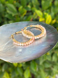 Pink Opal Hoop Earrings