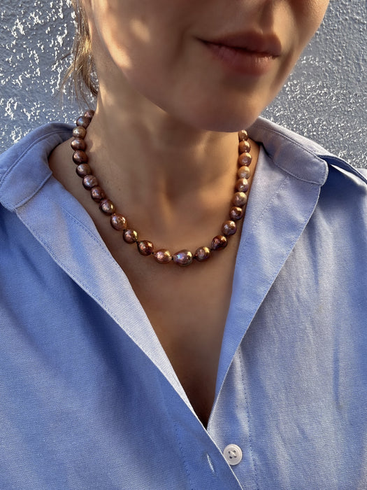 Chocolate Brown Edison Pearl Necklace