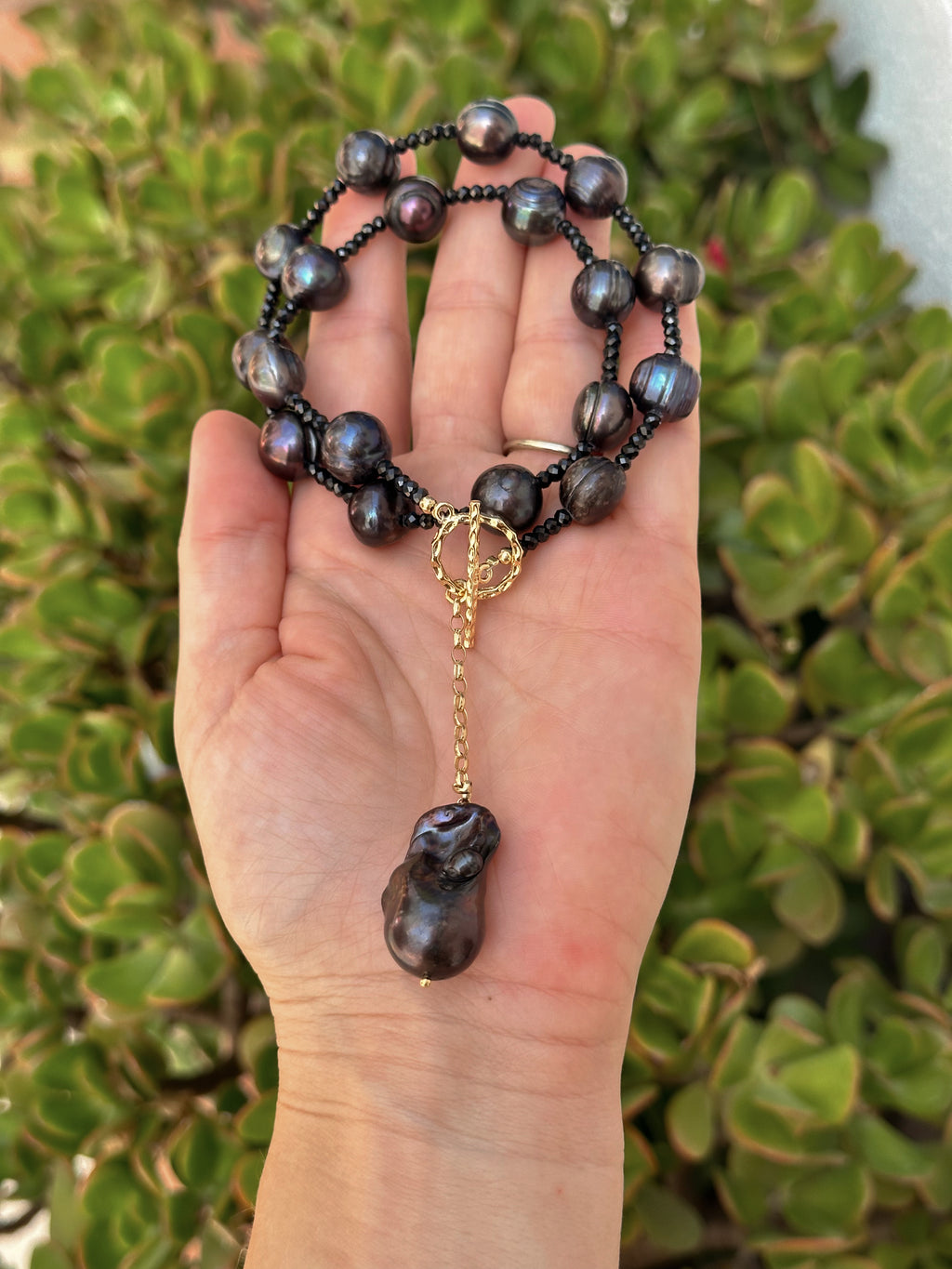 Black Spinel And Pearl Necklace