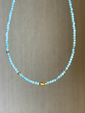 Larimar Beaded Necklace in Solid Gold