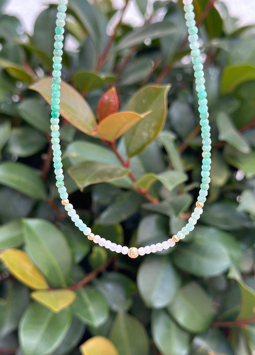 Dainty Shaded Emerald And Solid Gold Necklace