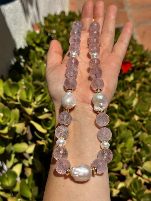 Chunky Amethyst And Pearl Necklace