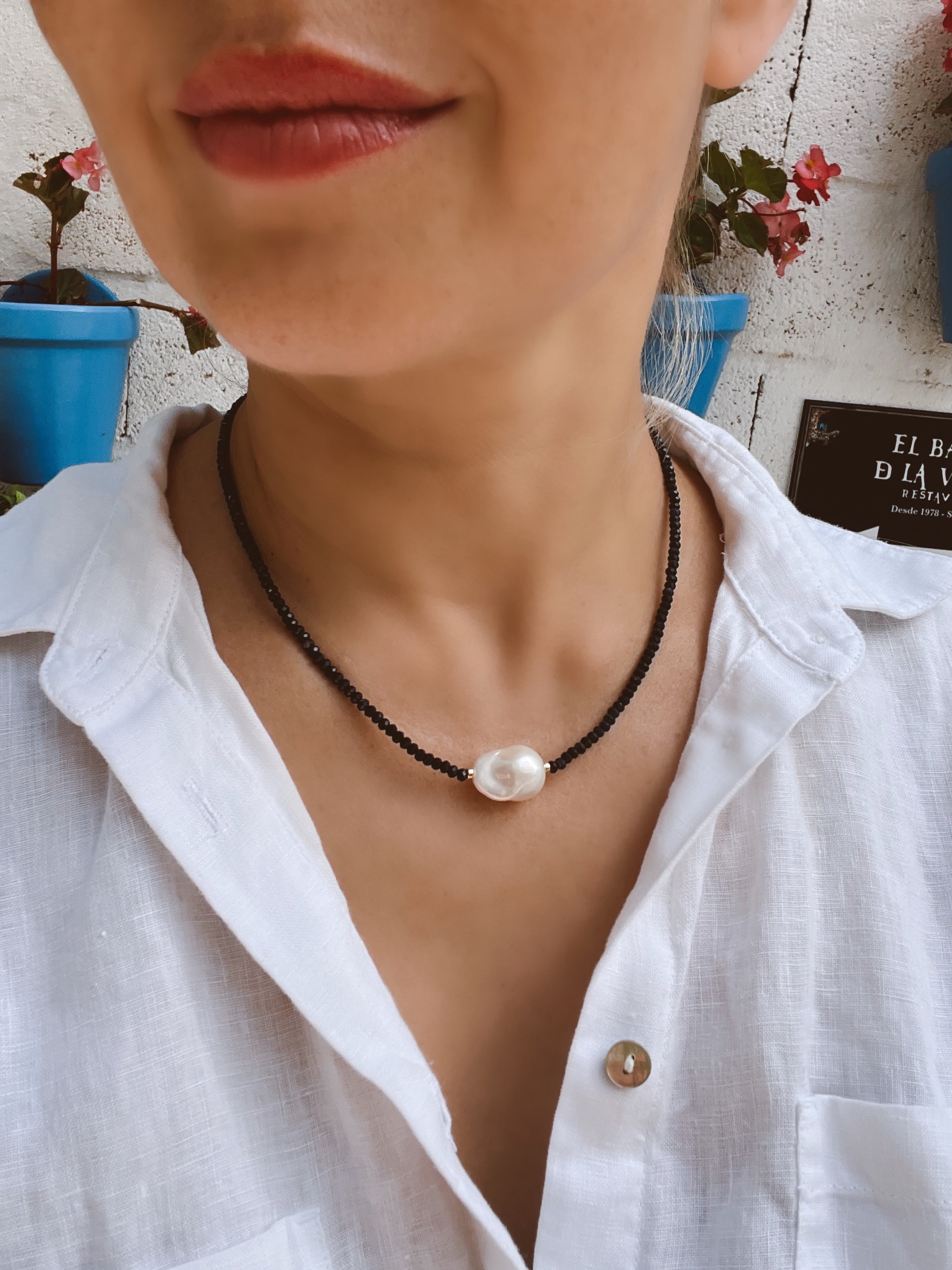 Blue Sapphire And Baroque Pearl Necklace
