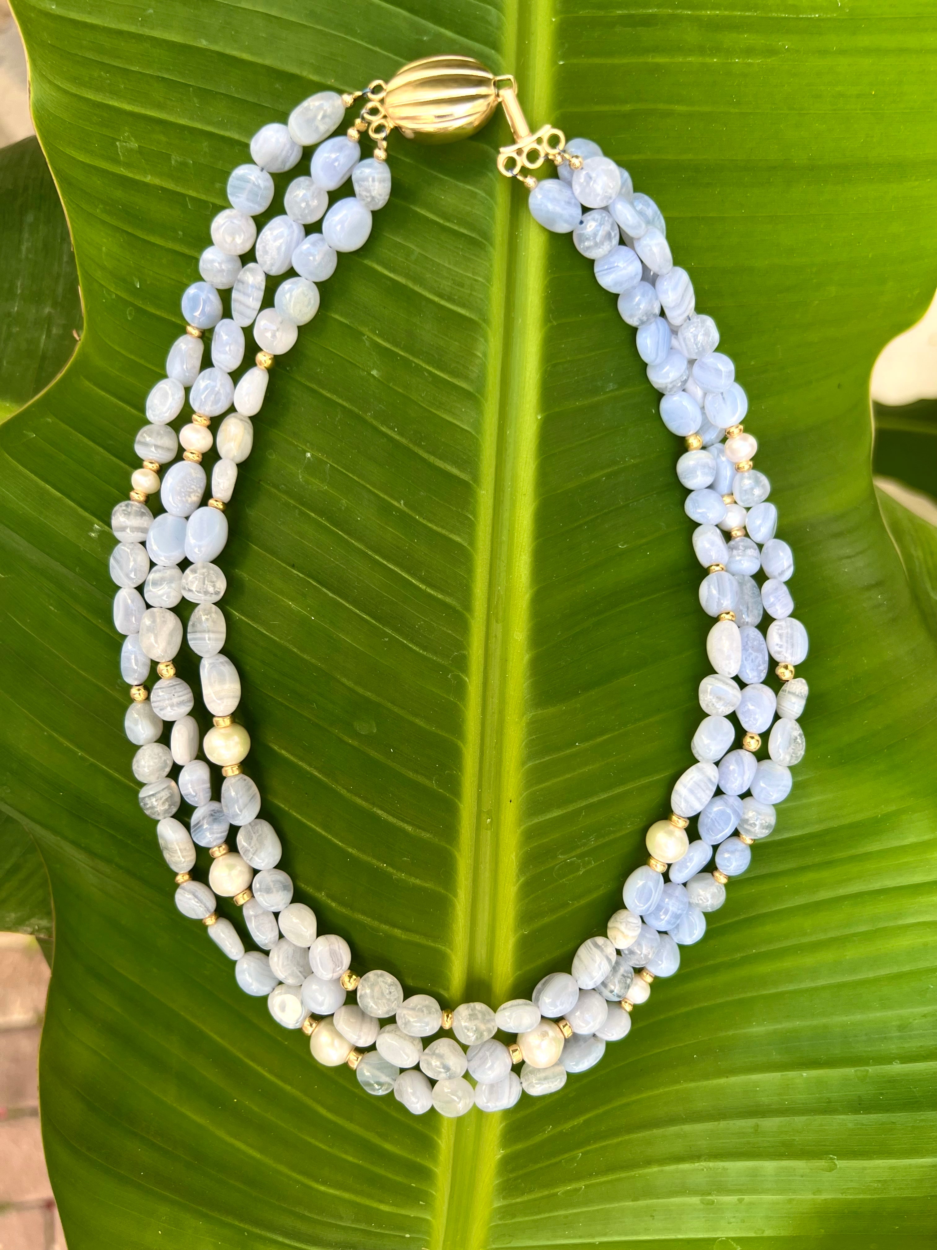 Lace Agate Layered Statement Necklace