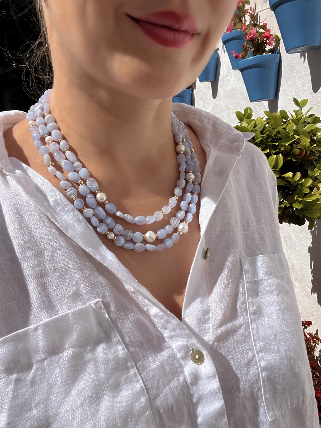 Lace Agate Layered Statement Necklace