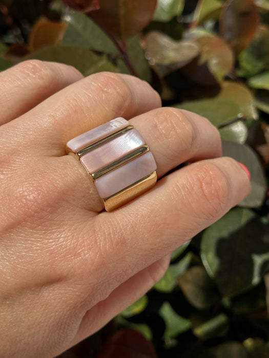 Pink Mother of Pearl Statement Ring