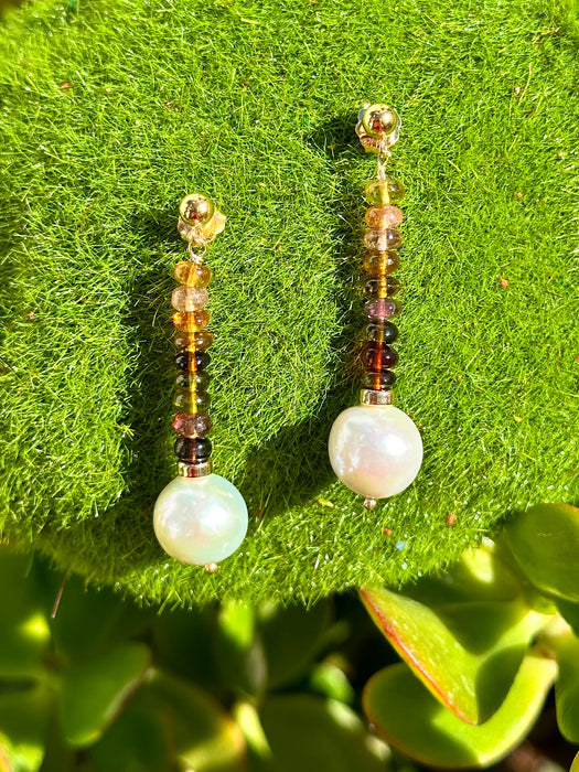 Tourmaline And Pearl Drop Earrings