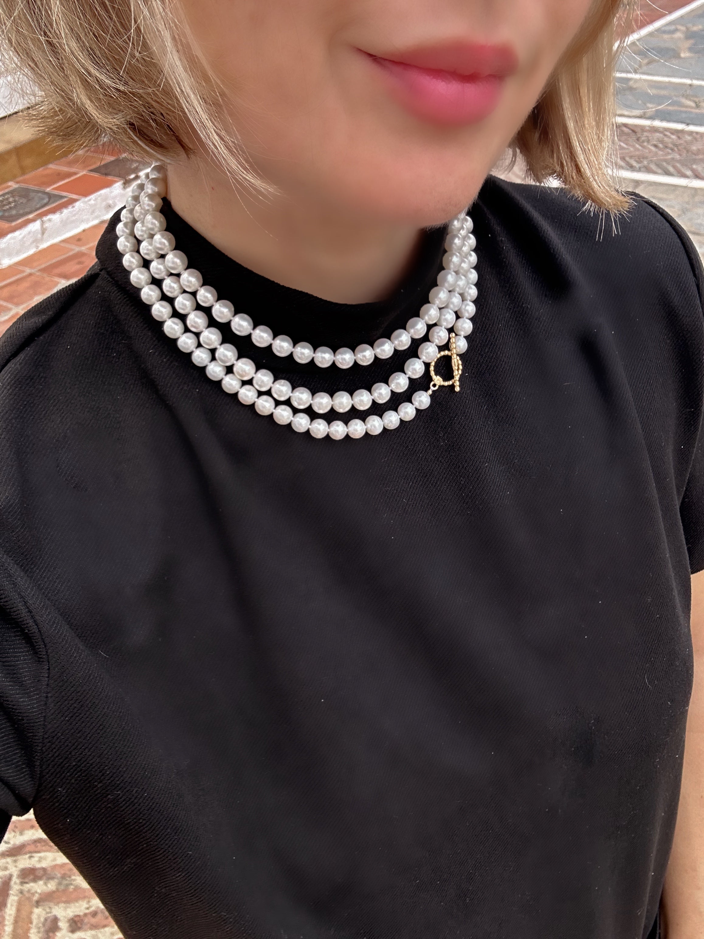 Long Rope Pearl Necklace, White Freshwater Pearls