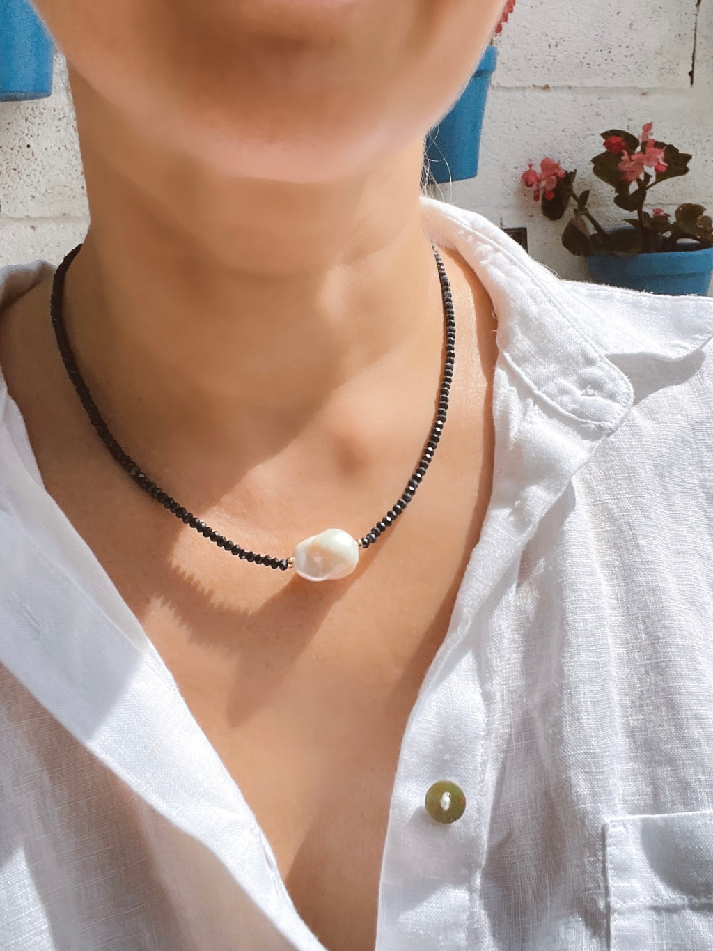 Blue Sapphire And Baroque Pearl Necklace