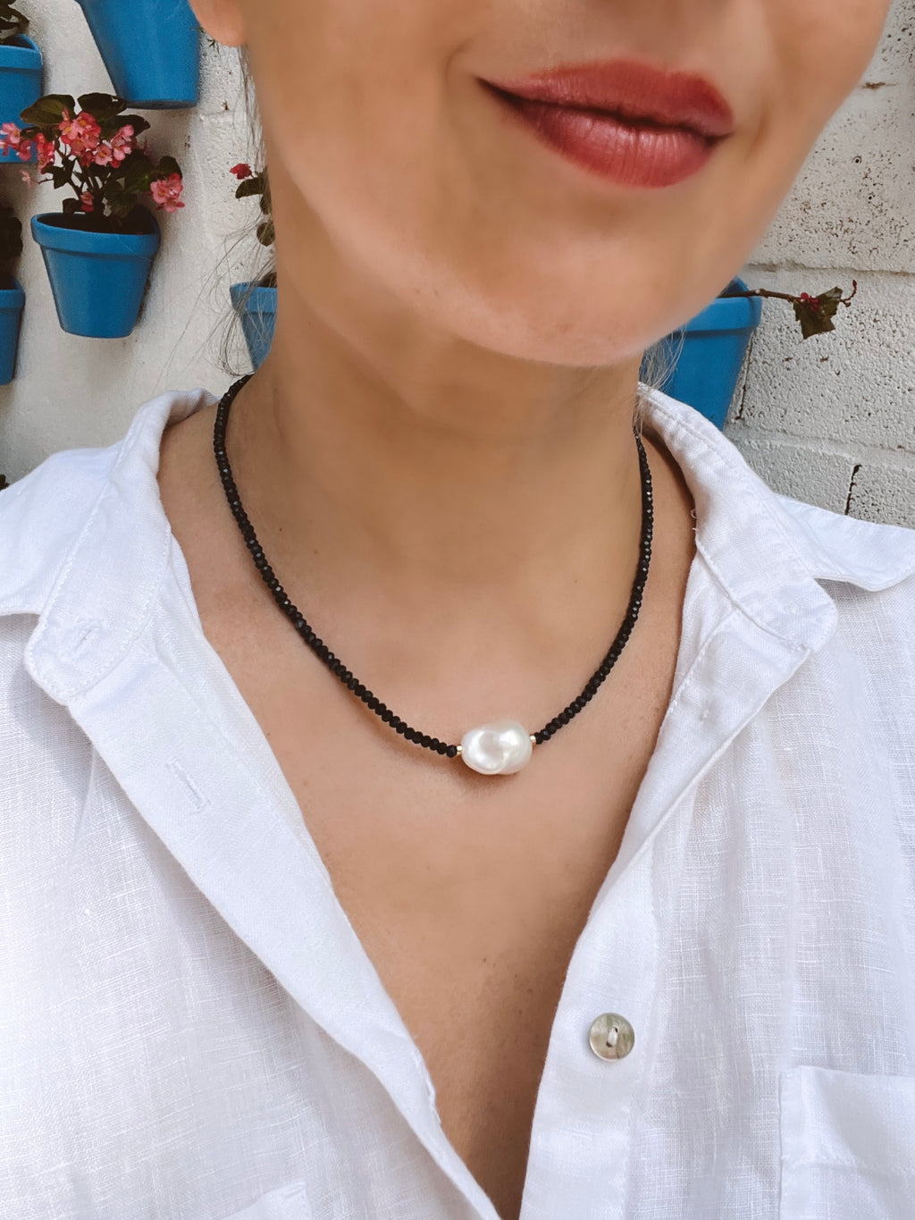 Blue Sapphire And Baroque Pearl Necklace