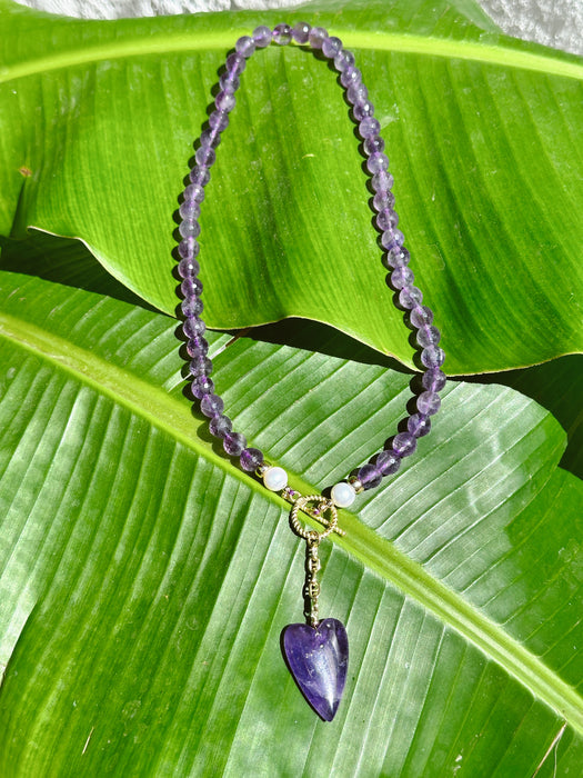 Amethyst Necklace with Heart Pendant