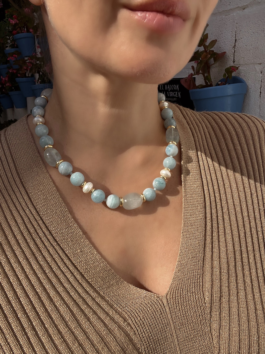 Chunky Aquamarine Necklace Cielo