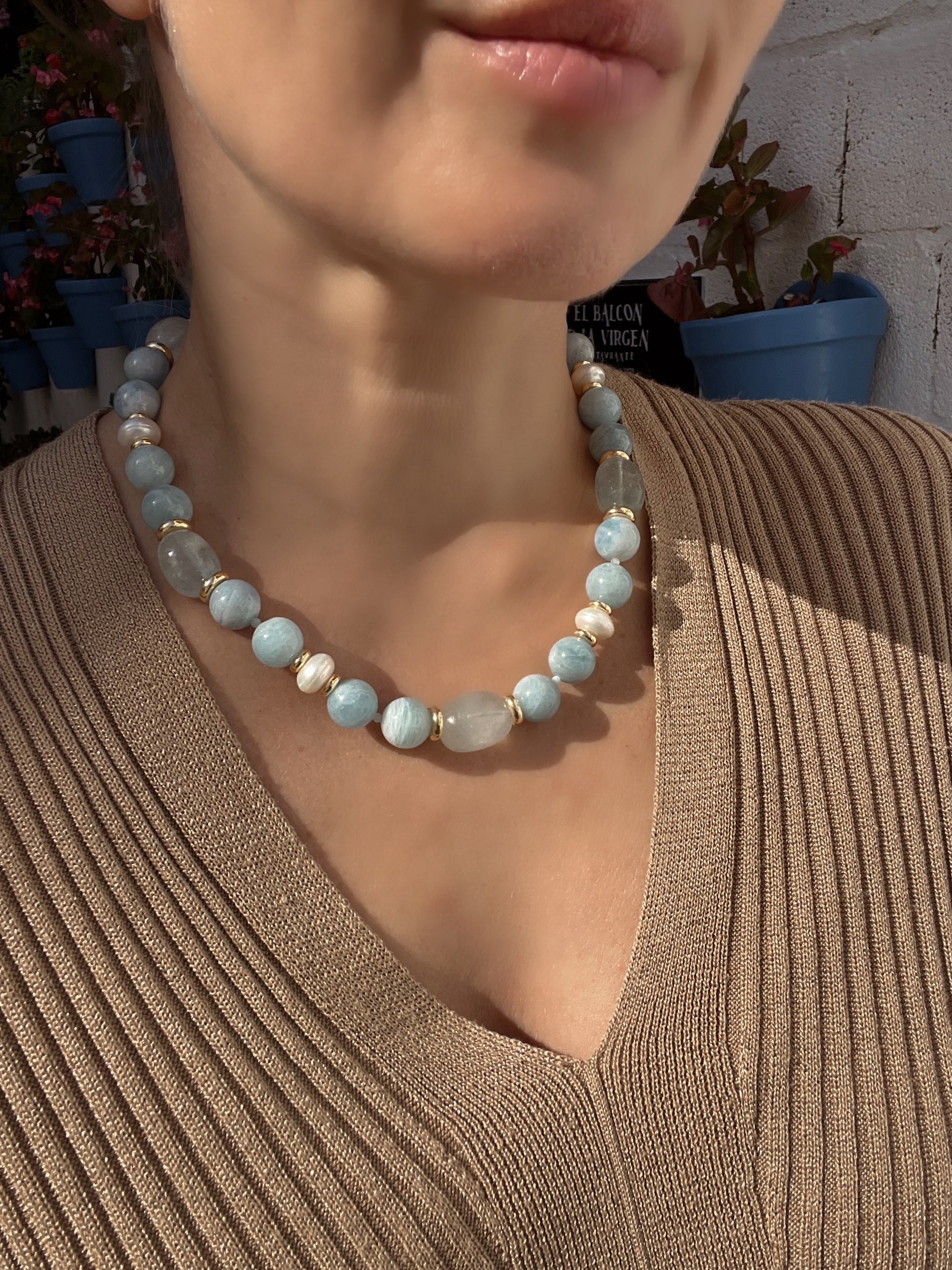 Chunky Aquamarine Necklace Cielo