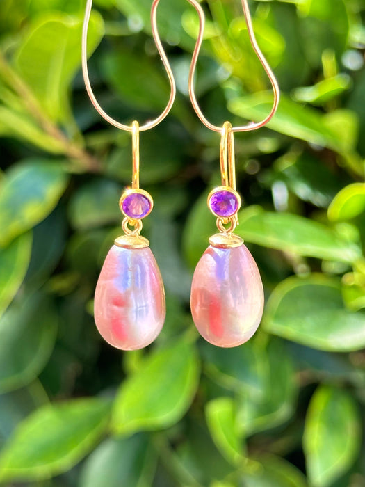 Amethyst And Purple Edison Pearl Earrings