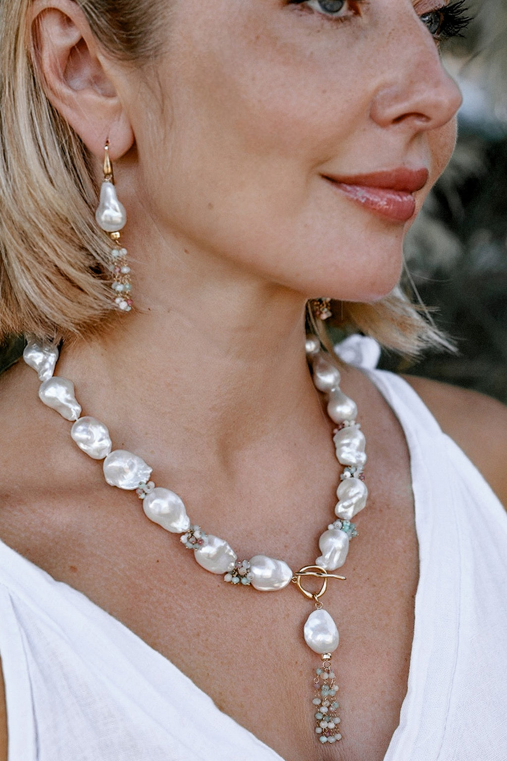 Pearl And Gemstone Necklace “Fiora”