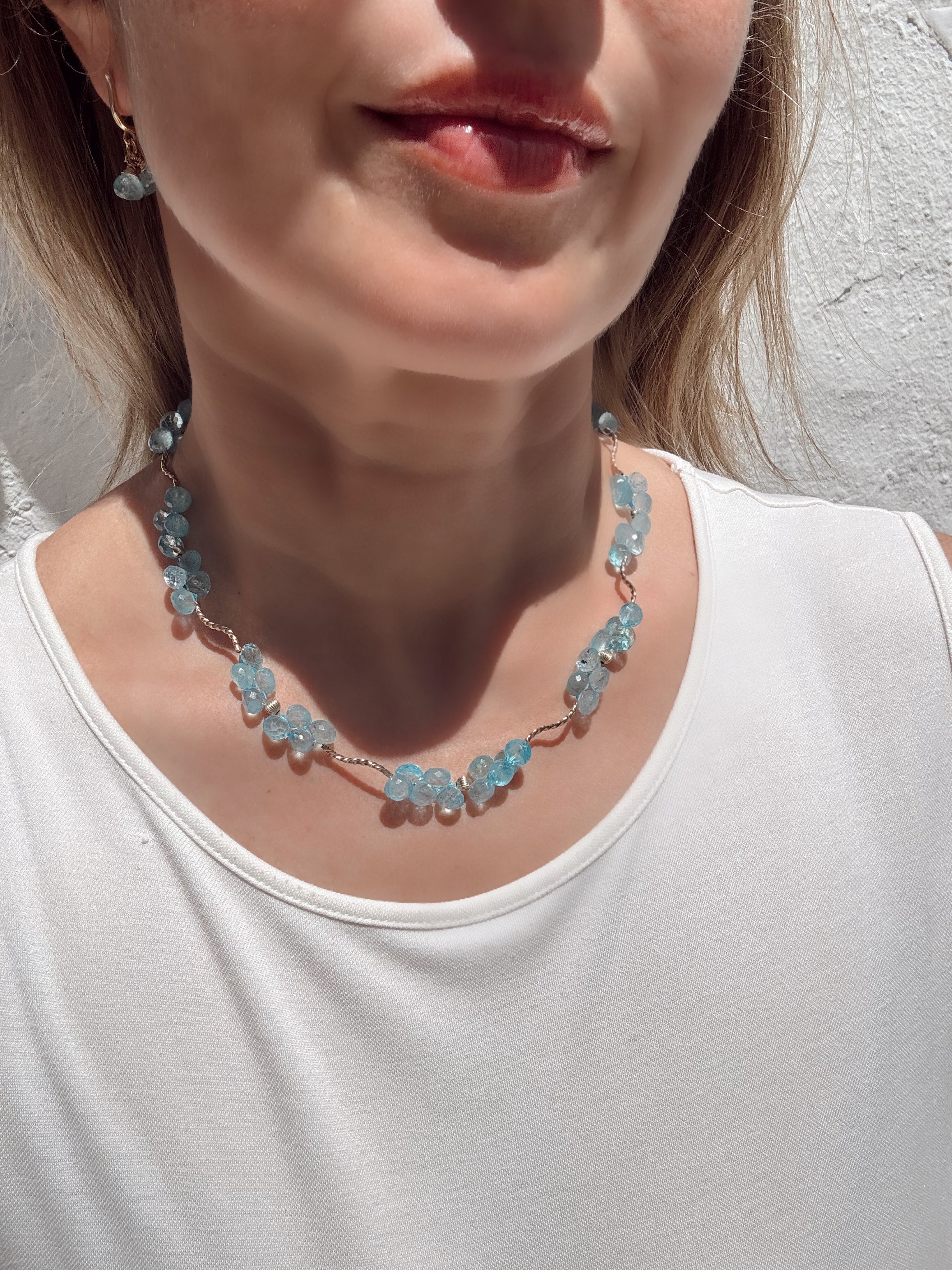 Blue Topaz Necklace & Earrings Set — 14k Gold-Filled & Vermeil