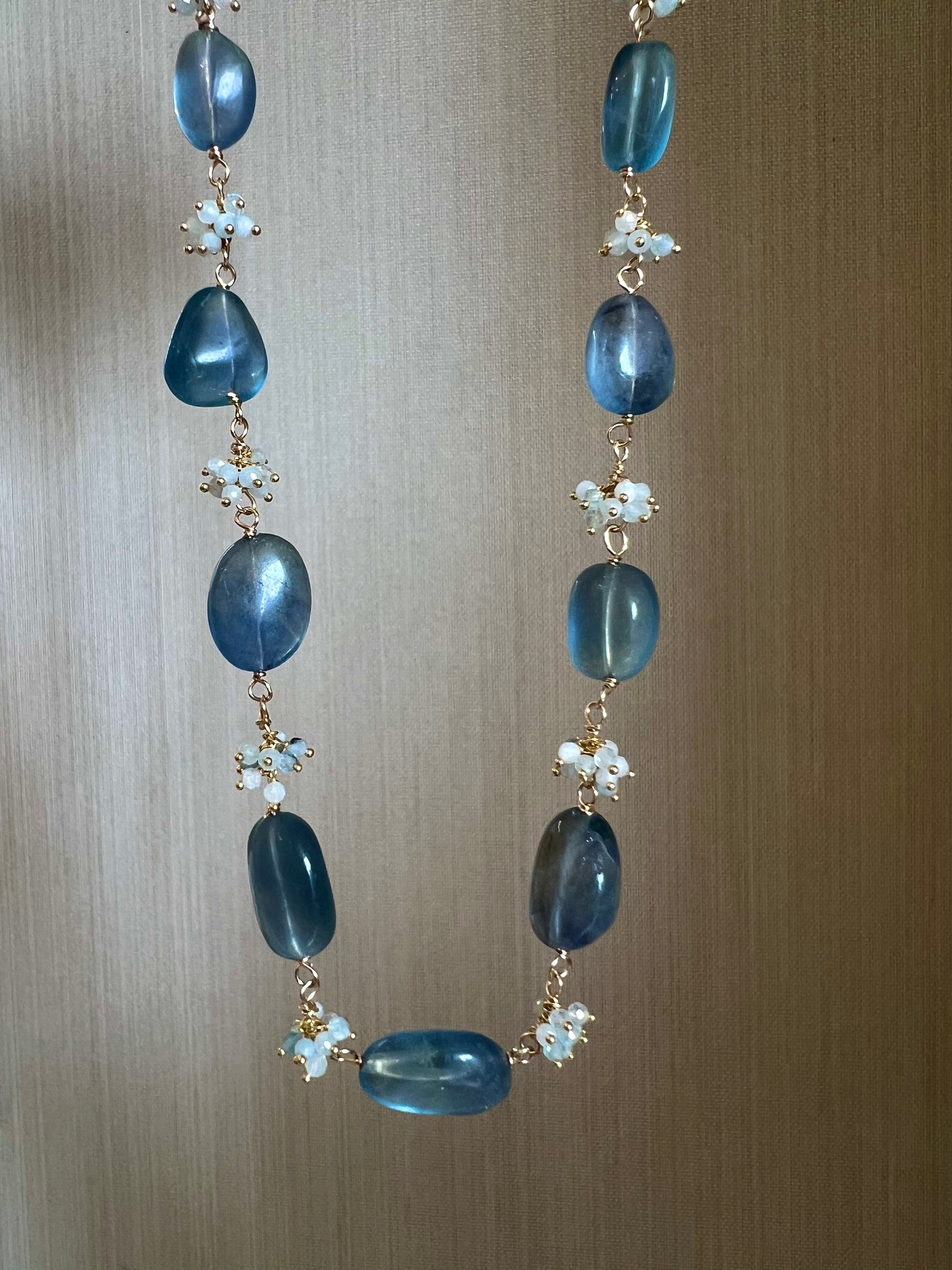 Necklace “Espuma Marina” in Fluorite And Aquamarine
