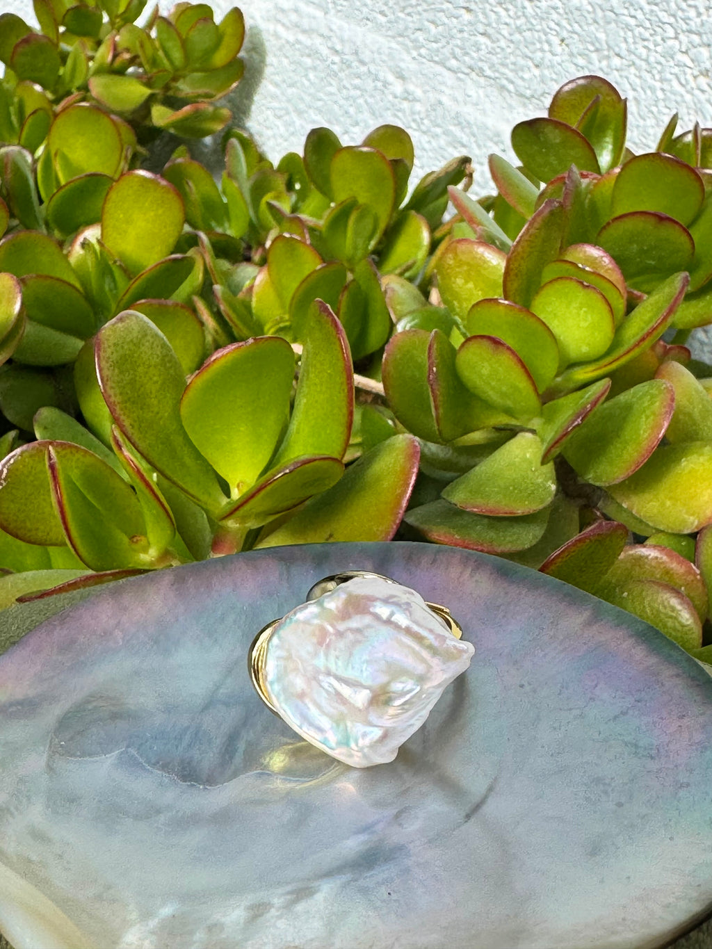 Baroque Pearl Statement Ring — Gold-Plated Sterling Silver (Resizable)