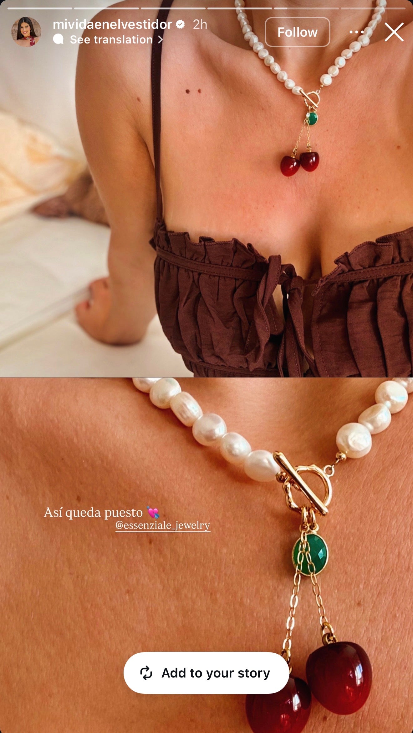 Cherry Pearl Necklace “Amalfi”