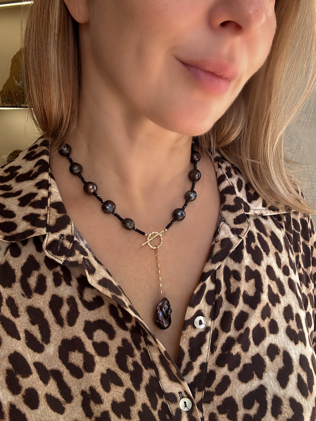 Black Spinel And Pearl Necklace