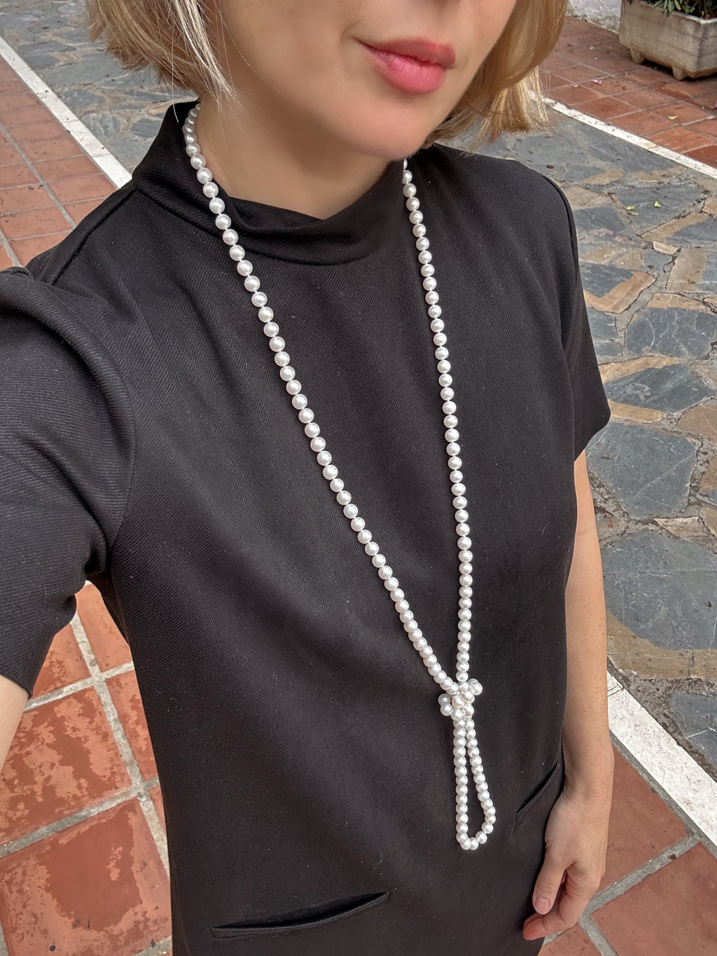 Long Rope Pearl Necklace, White Freshwater Pearls