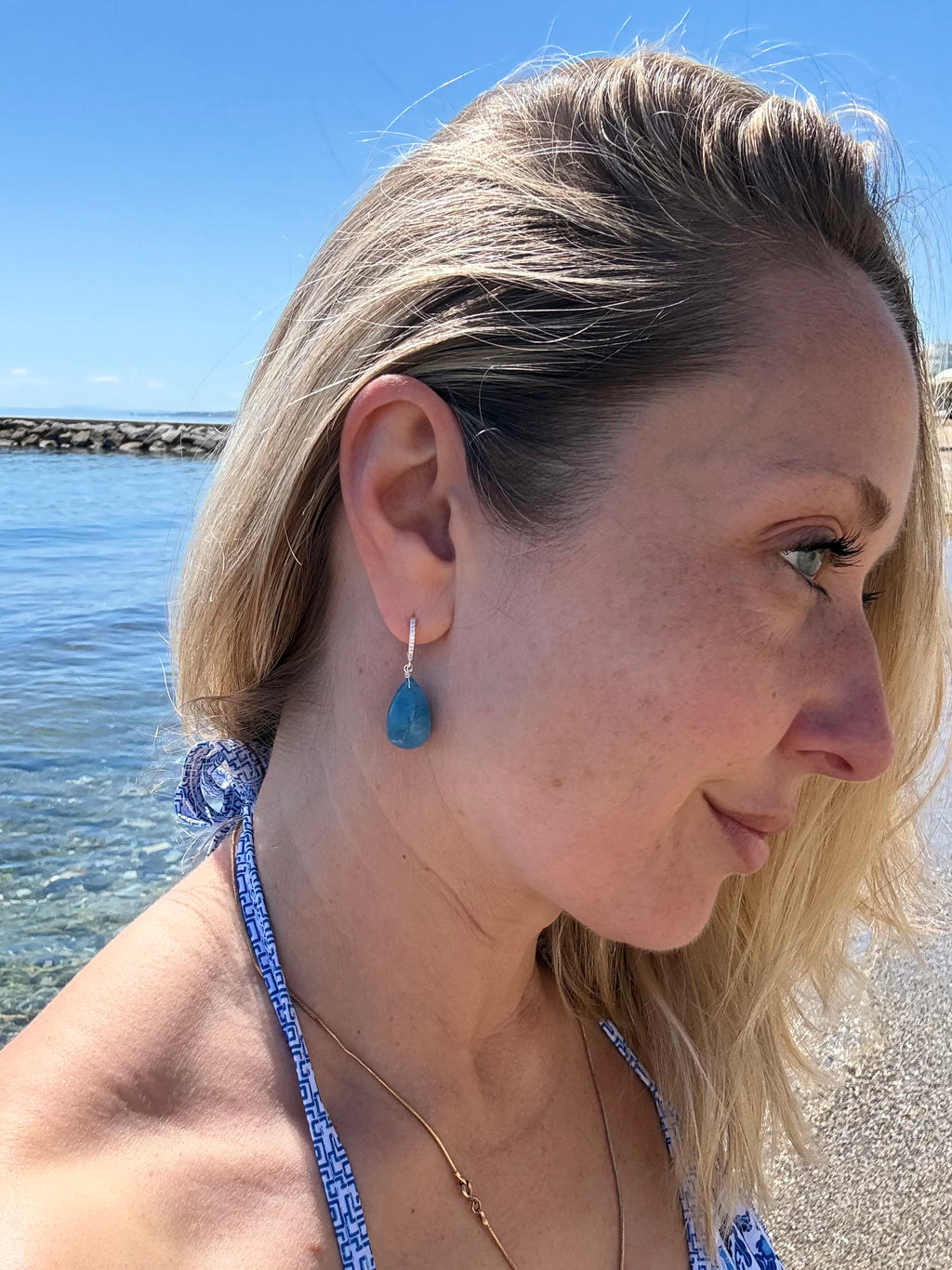 Aquamarine Dangle Earrings in Sterling Silver