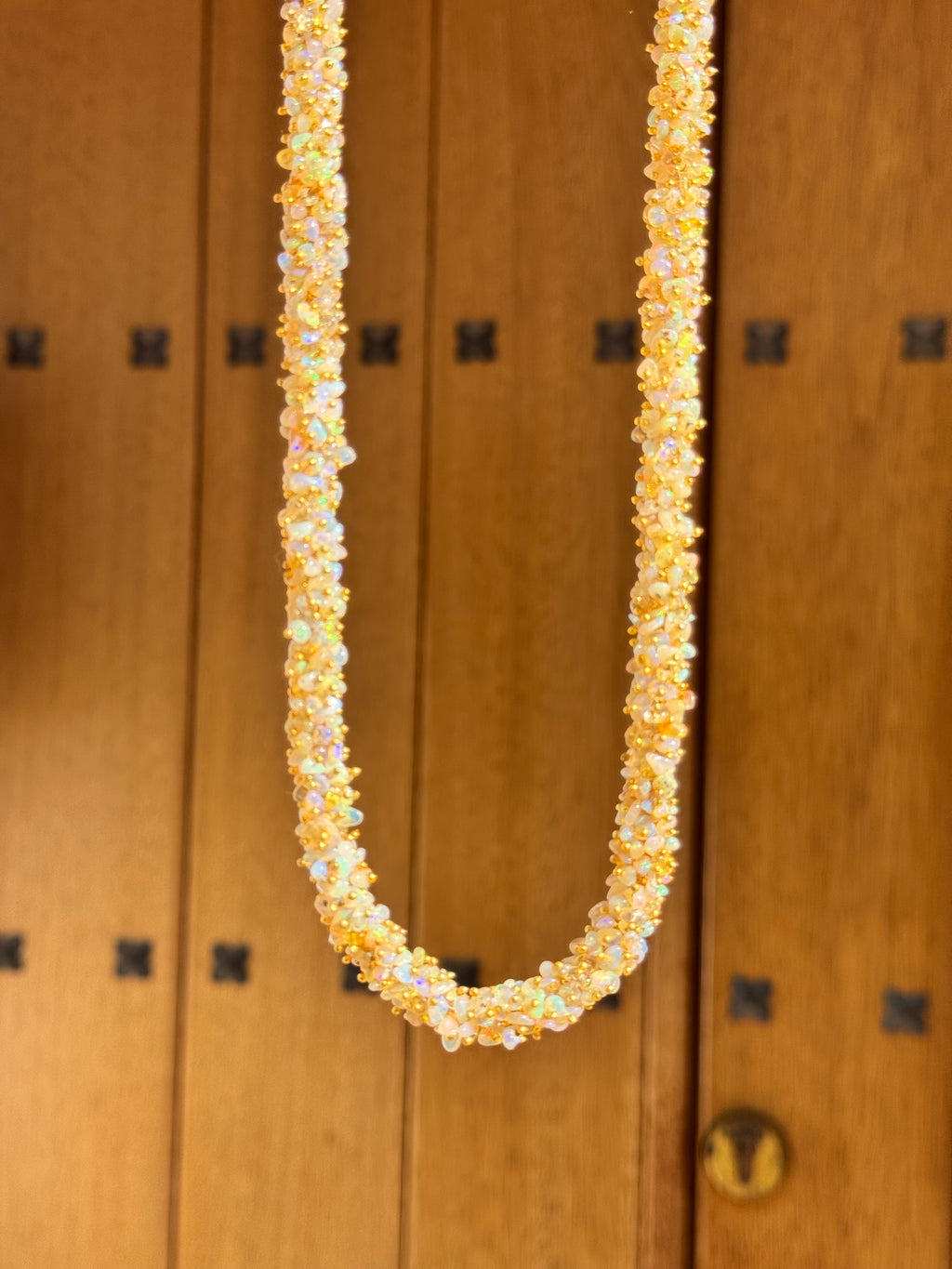 Ethiopian Opal Cluster Necklace — Gold-Plated Silver