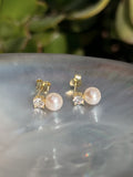 Dainty Pearl Studs With Rhinestones