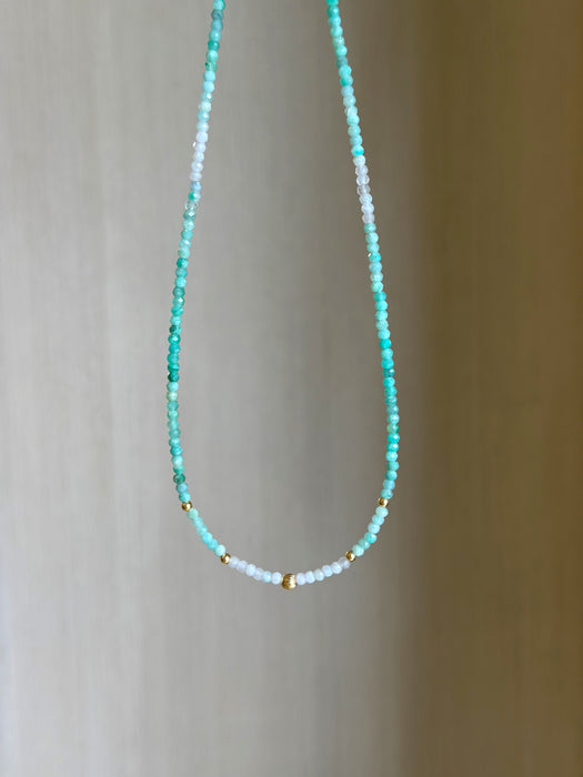 Dainty Shaded Emerald And Solid Gold Necklace