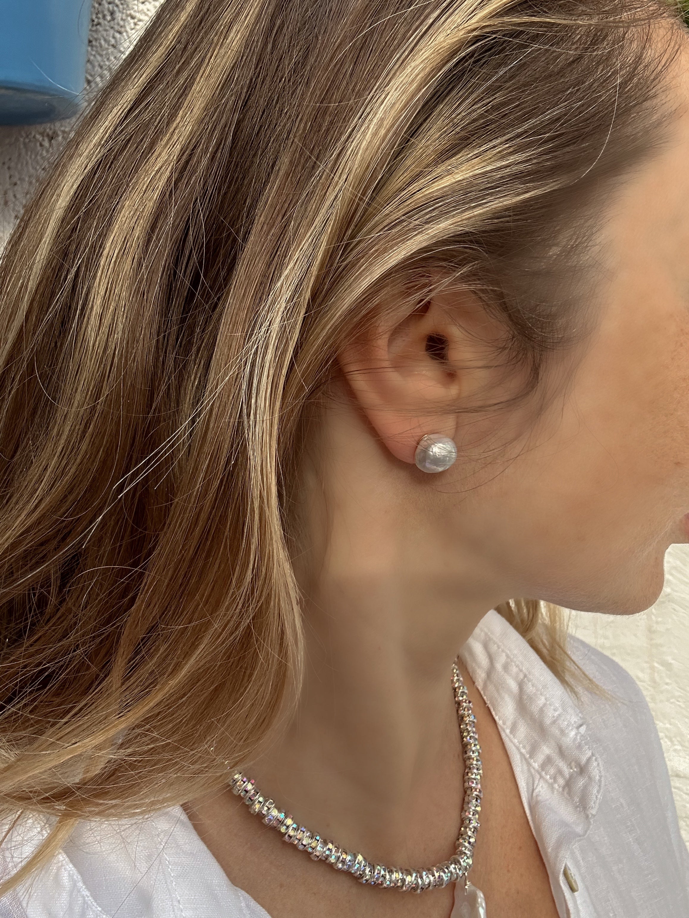 Edison Wrinkled Pearl Stud Earrings