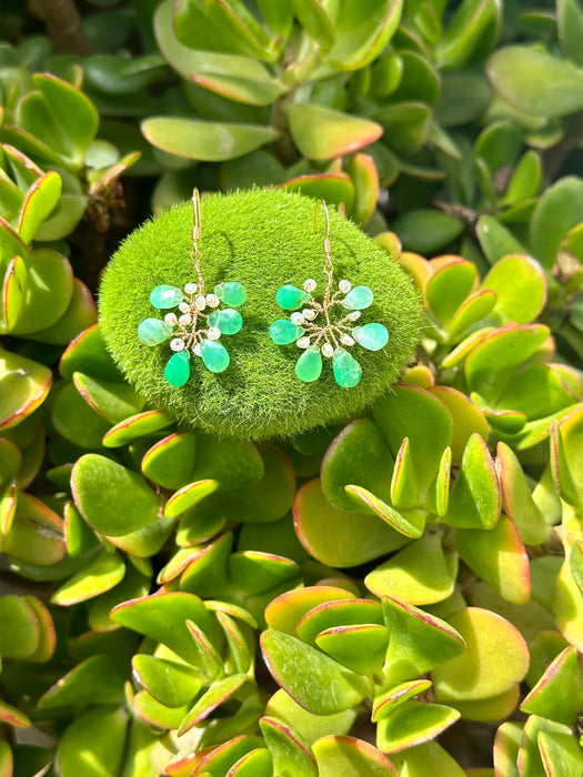 Chrysoprase and Pearl Branch Earrings