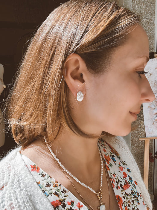 Keshi Pearl Clip On Earrings