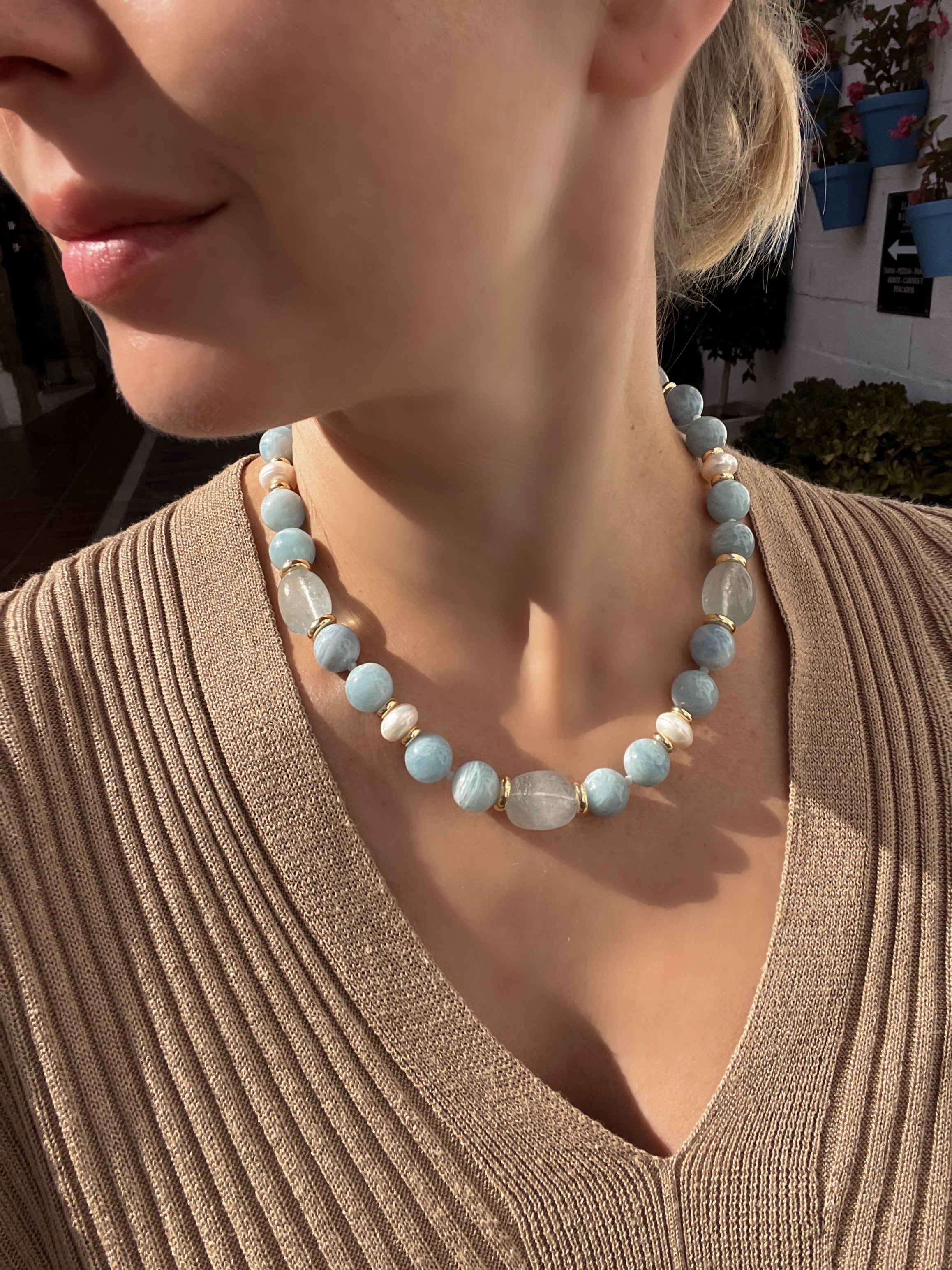 Chunky Aquamarine Necklace Cielo
