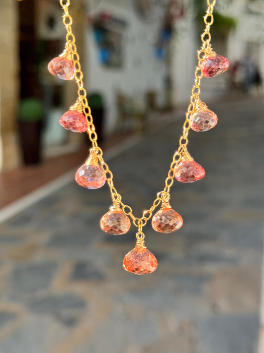 Peach Padparadscha Sapphire Necklace