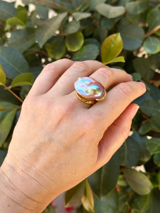 Purple Baroque Pearl Ring