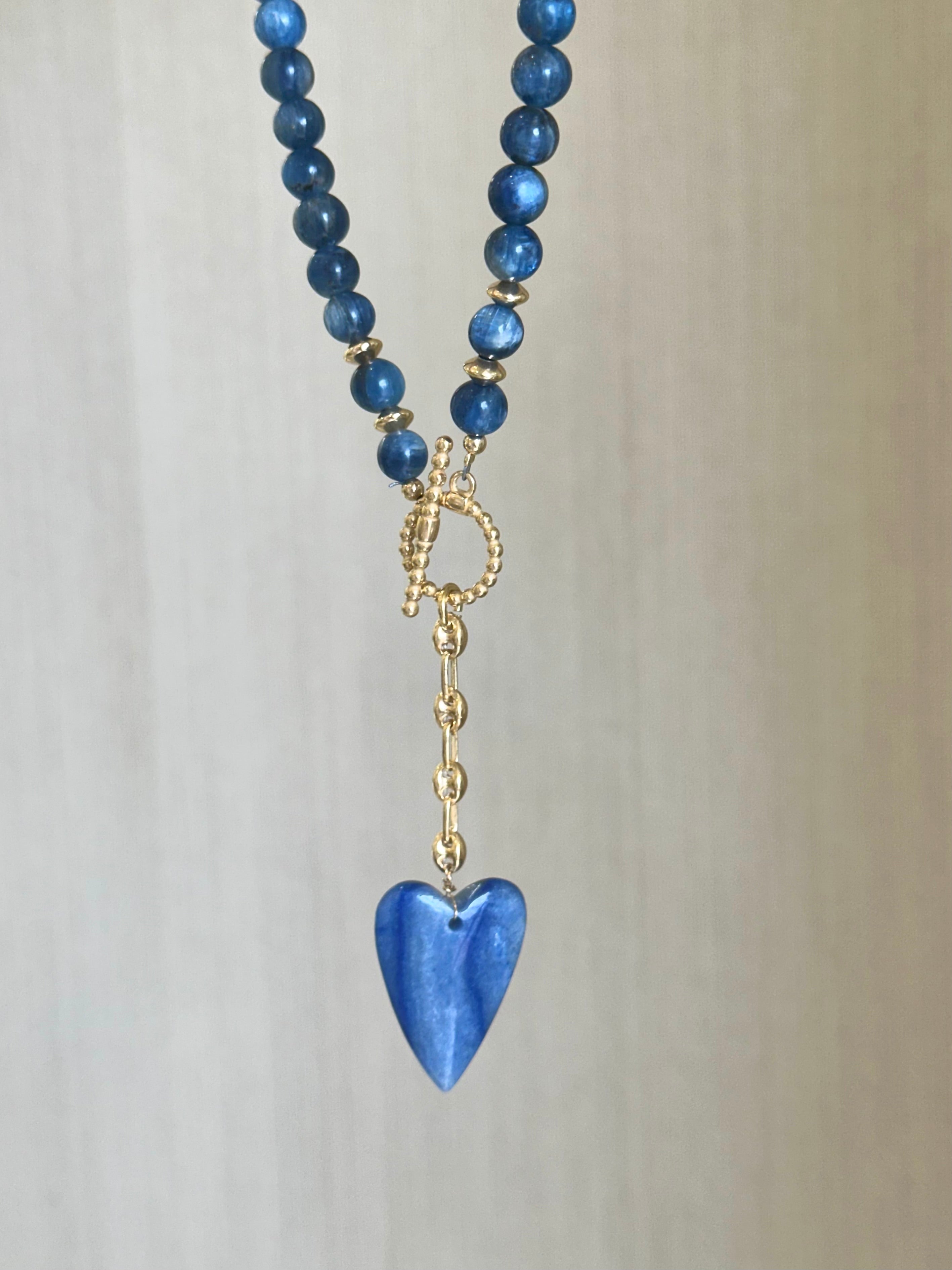 Kyanite necklace with heart pendant