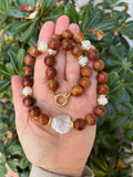 Rosewood And Pearl Statement Necklace