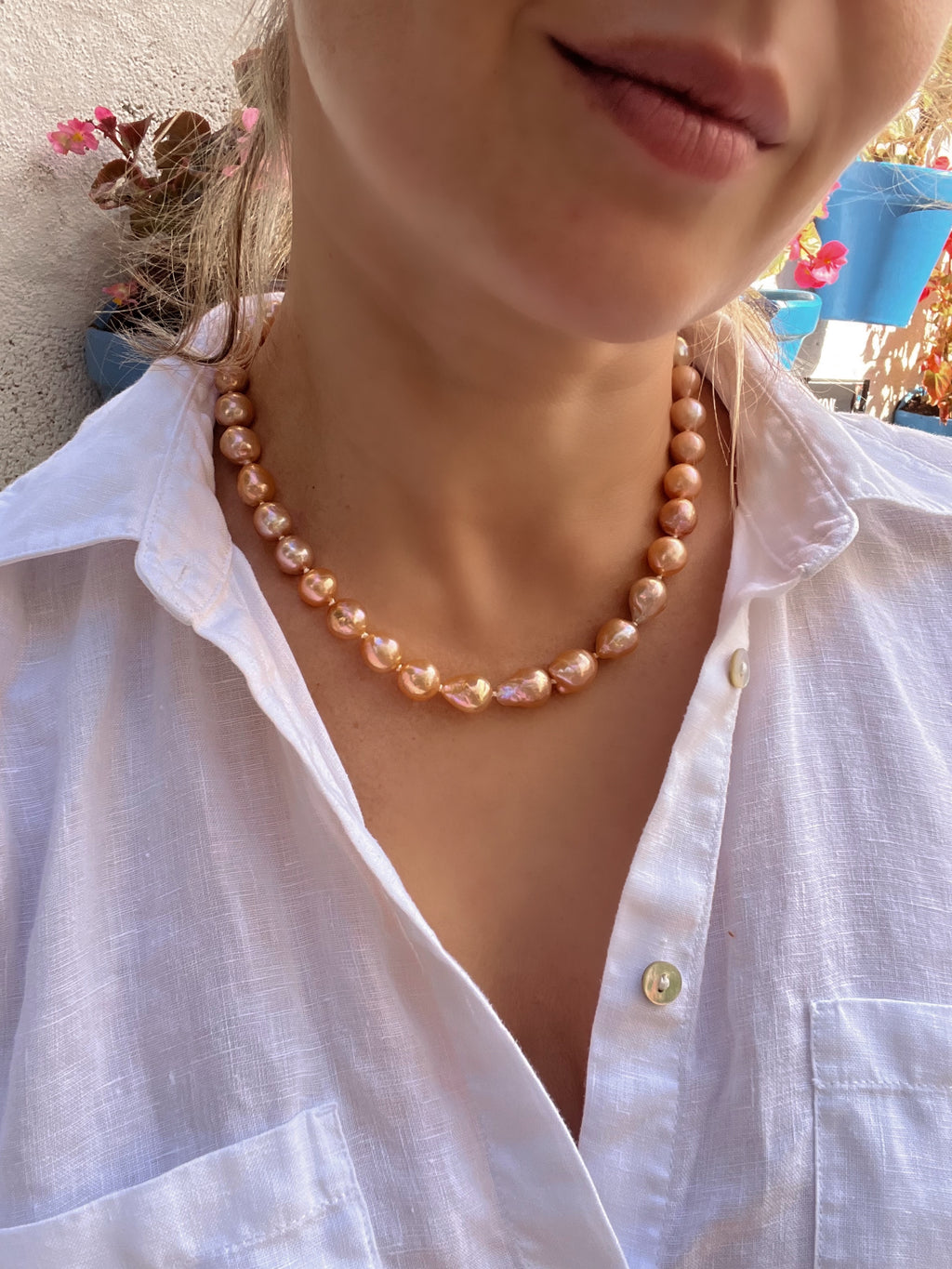 Golden Edison Pearl Necklace